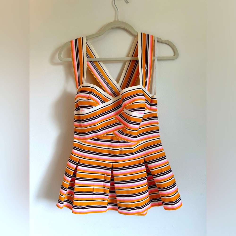 Corset Style Bandage Sweetheart Top w/ Stripes